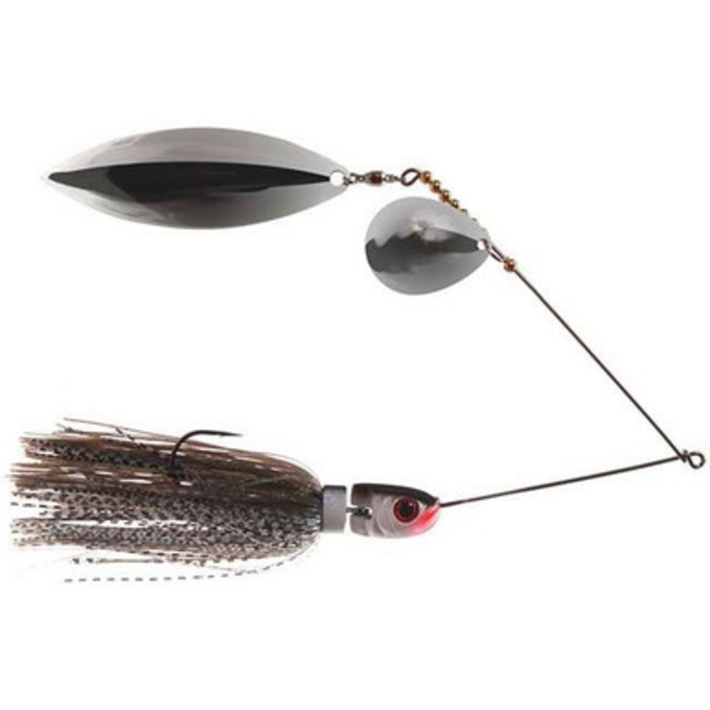 MegaStrike StrikeBack SpinnerBaits 2oz Nickel Blade Black and Red Skirt