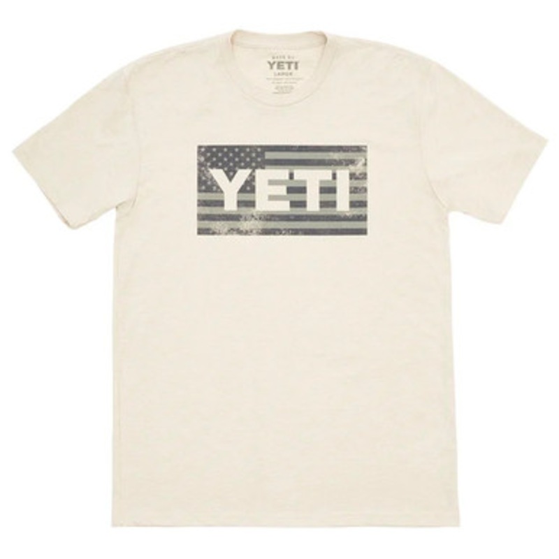 YETI American Flag Short Sleeve T-Shirt – Cream – Small
