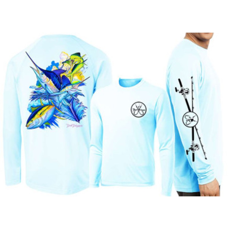 David Dunleavy Off Shore Slam Long Sleeve Shirt – Arctic Blue – 2X-Large