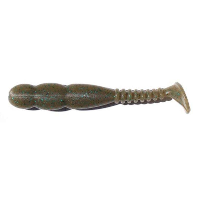 Reins Fat Rockvibe Shad Lure 3.25in Light Green Pumpkin