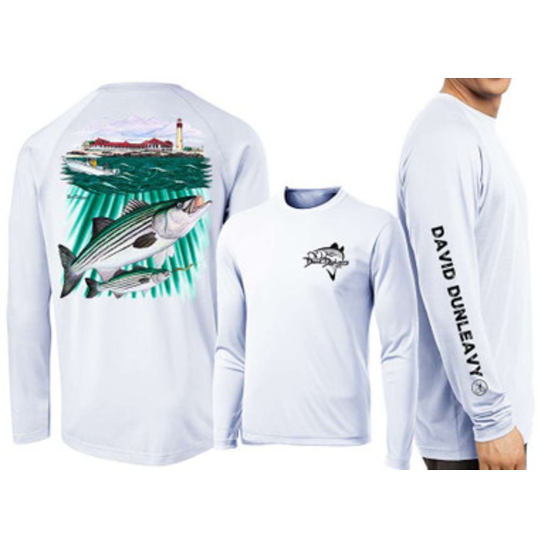 David Dunleavy Striper/Lighthouse Long Sleeve Shirt – Pearl Grey – Medium