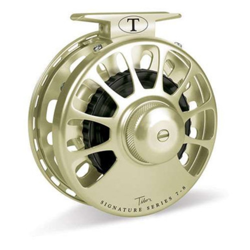 Tibor Signature Series 7-8 Fly Reel – Gold w/ Black Hub