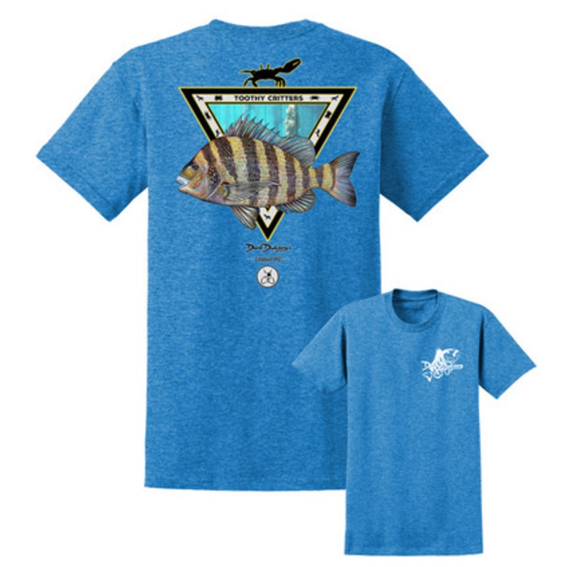 David Dunleavy Sheepshead Toothy Critters Short Sleeve T-Shirt – Heathered Sapphire – 3X-Large