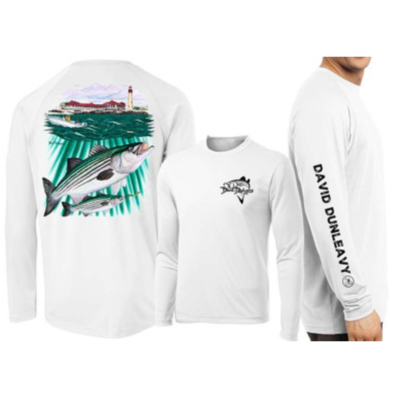 David Dunleavy Striper/Lighthouse Long Sleeve Shirt – White – 3X-Large