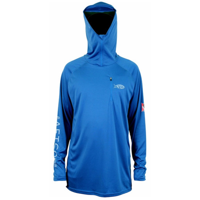 Aftco Jason Christie Performance Hooded Long Sleeve Shirt – Nautical Blue – XL