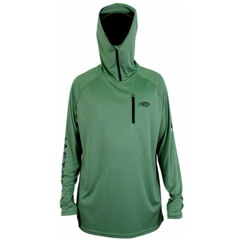 Aftco Jason Christie Performance Hooded Long Sleeve Shirt – Olive – S