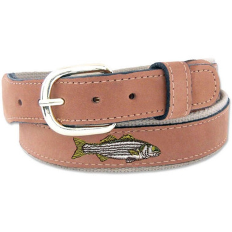 Zep-Pro Striped Bass Embroidered Leather Belt – Size 32