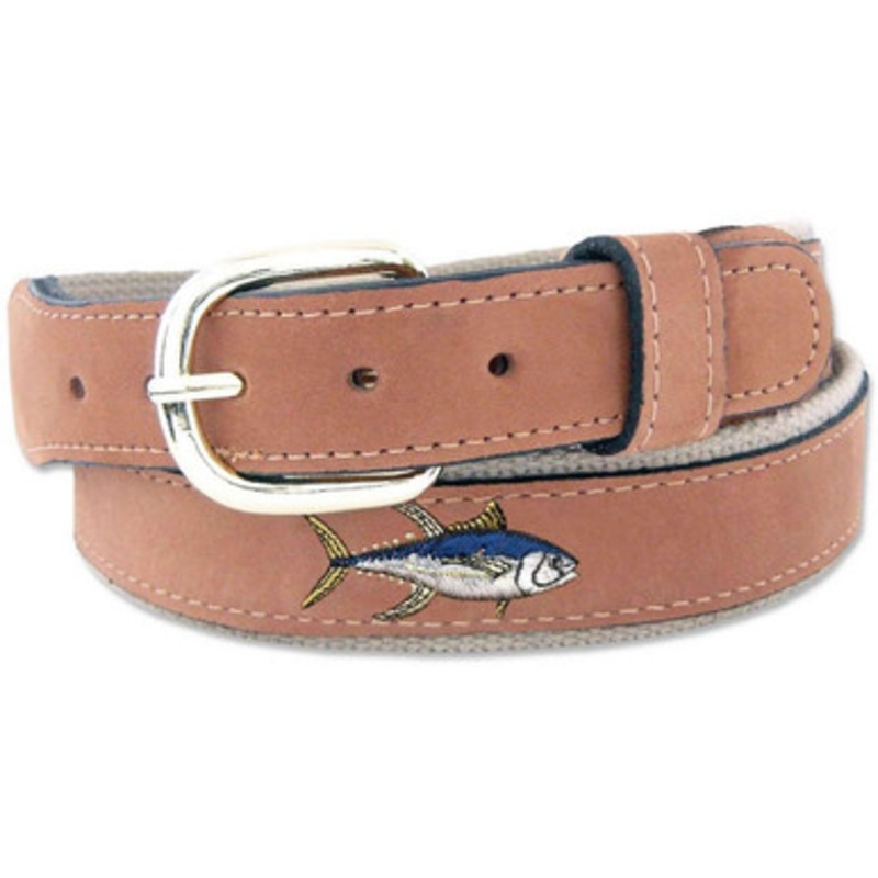 Zep-Pro Yellowfin Tuna Embroidered Leather Belt – Size 40