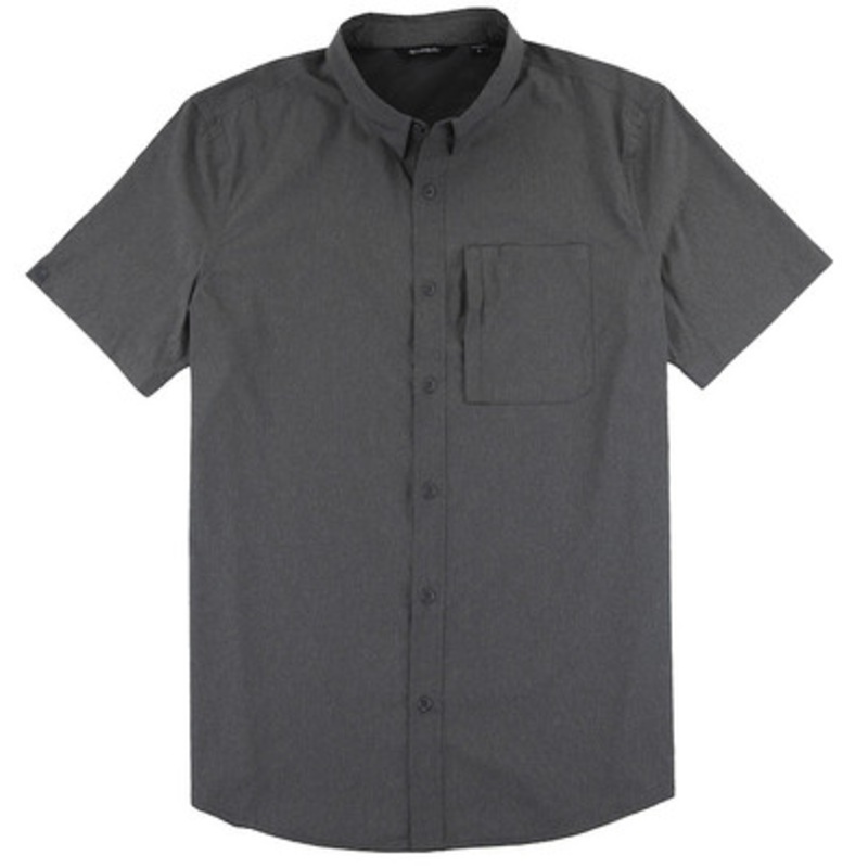 JB Langley Blackwell Short Sleeve Button Down Shirt – Charcoal Heather – L