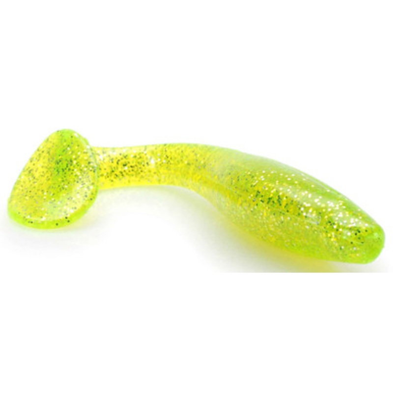 MegaStrike 4” Fat Shad Swim Baits Chartreuse w/Gold Glitter