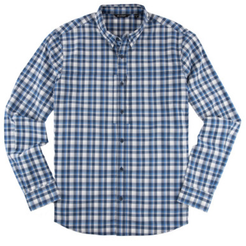 JB Langley Rockwell Long Sleeve Button Down Shirt – Navy Plaid – L