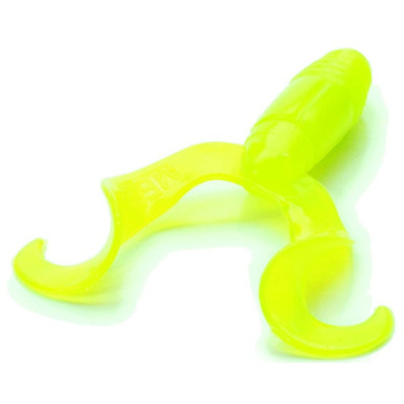 MegaStrike 4” Twin Tail Grubs Chartreuse Transparent