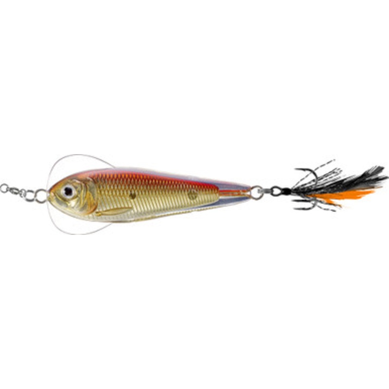 LIVETARGET Flutter Shad Jigging Spoon – 2-1/2in – Gold/Red