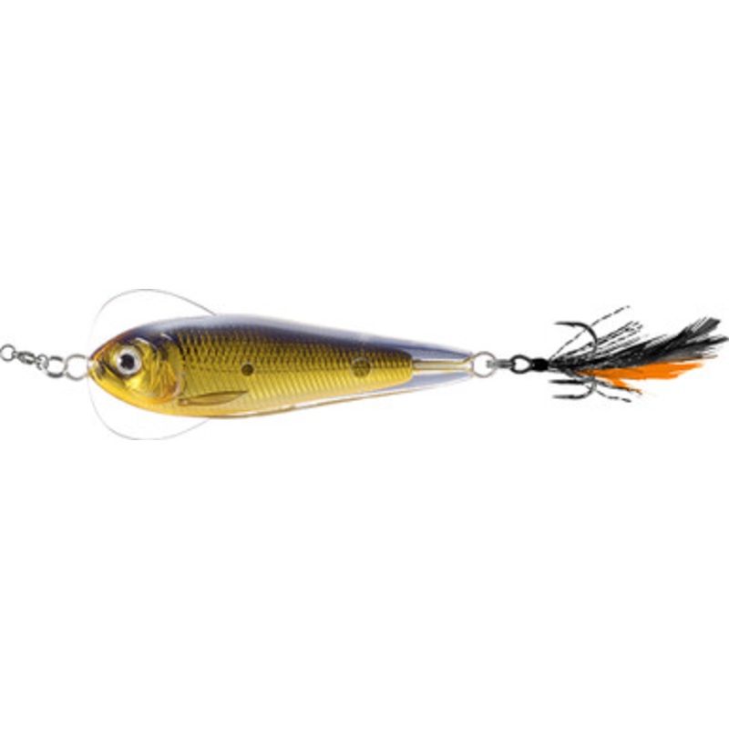 LIVETARGET Flutter Shad Jigging Spoon – 2in – Gold/Black