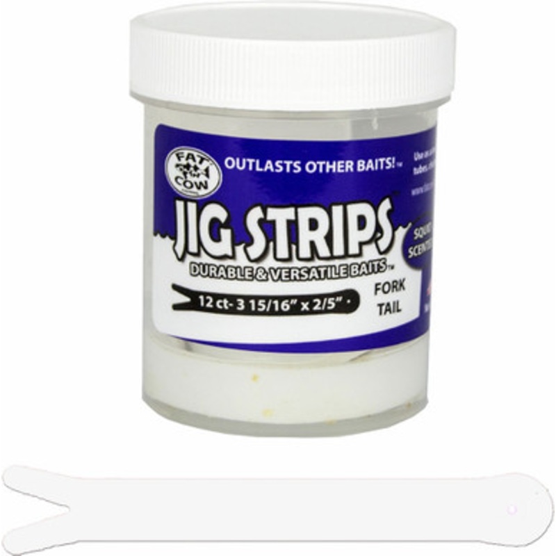 Fat Cow Fishing Jig Strips – Fork Tail – Ghost White