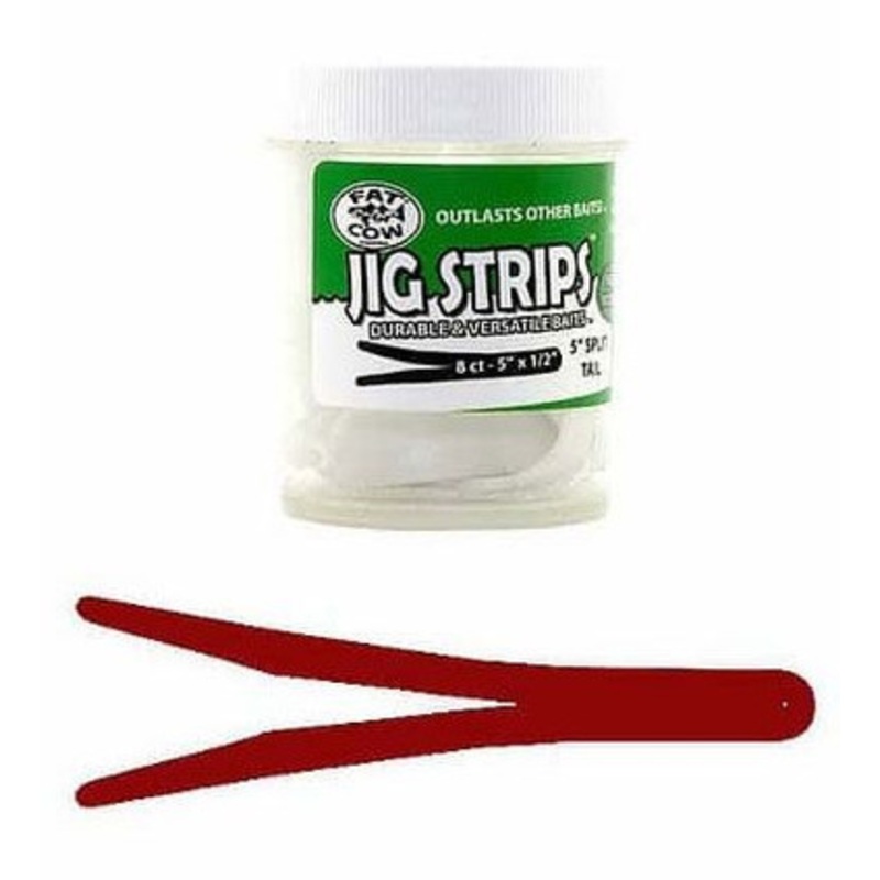 Fat Cow Fishing Jig Strips – Split Tail – 5in – Red