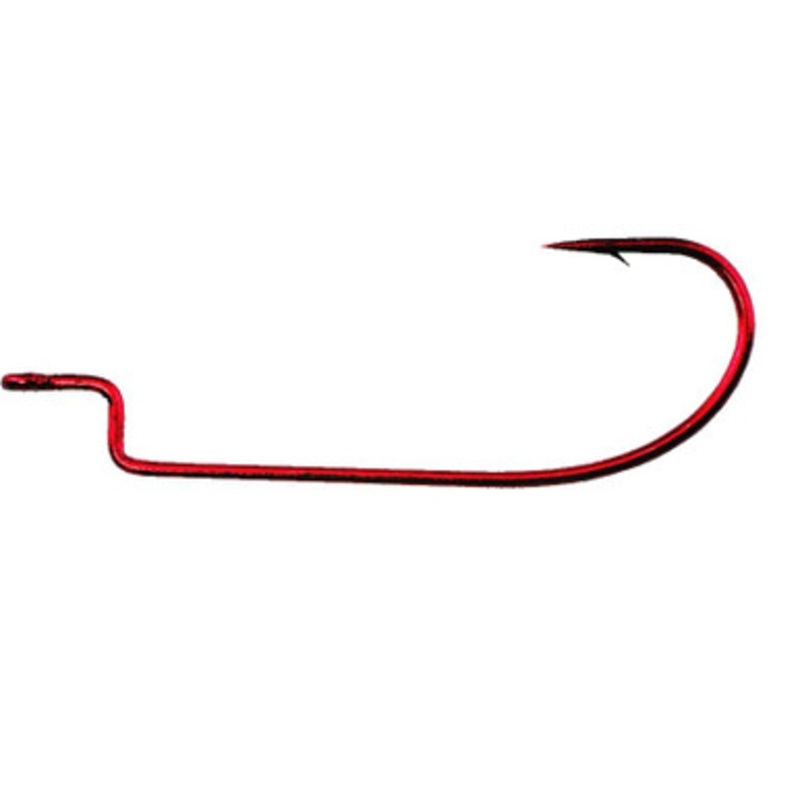 Daiichi D30Z Offset Worm Hooks – Bleeding Bait Red – 4/0 – 5pk