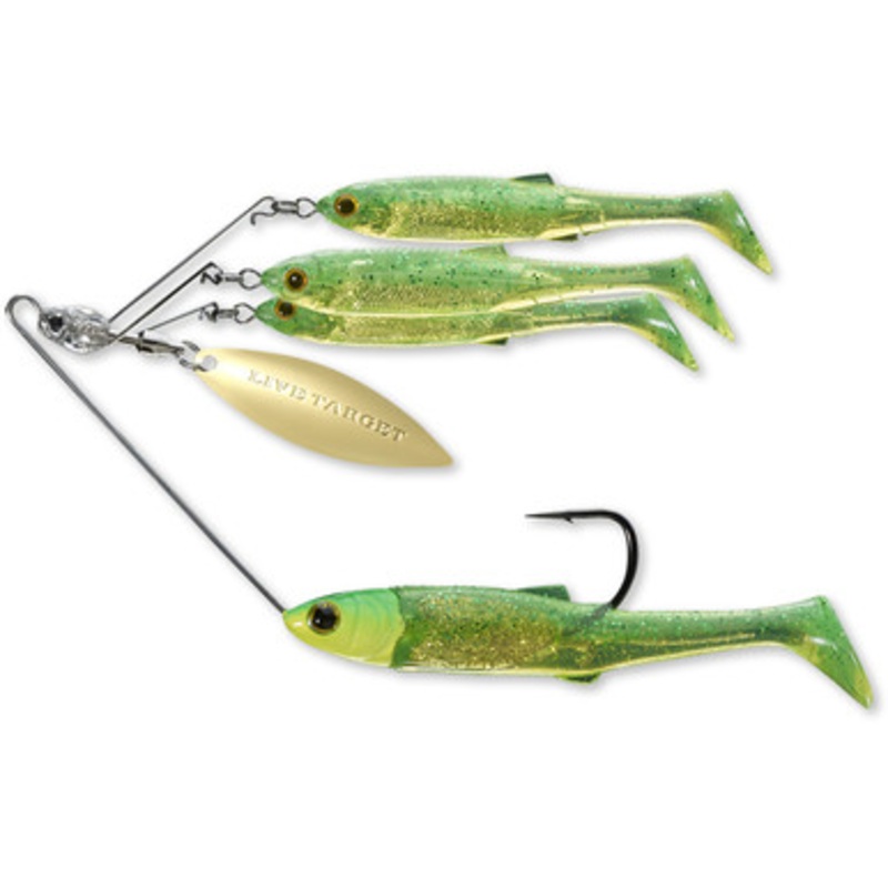 LIVETARGET BaitBall Spinner Rig – Medium 1/2oz – Lime Chartreuse/Gold