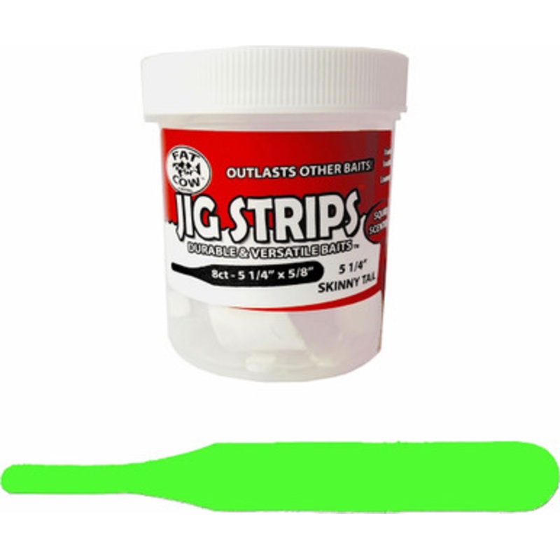 Fat Cow Fishing Jig Strips – Skinny Tail – Chartreuse