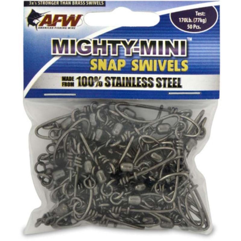 AFW FTSS170B/50 170Lb. 50pk Stainless Steel Snap Swivels Black