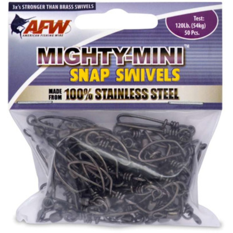 AFW FTSS120B/50 120Lb. 50pk Stainless Steel Snap Swivels Black