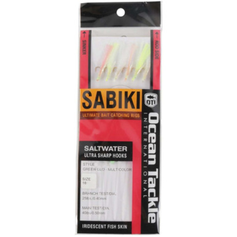 Ocean Tackle OTI-5201-G16 Sabiki Rigs – Green Glo Multicolor – 16