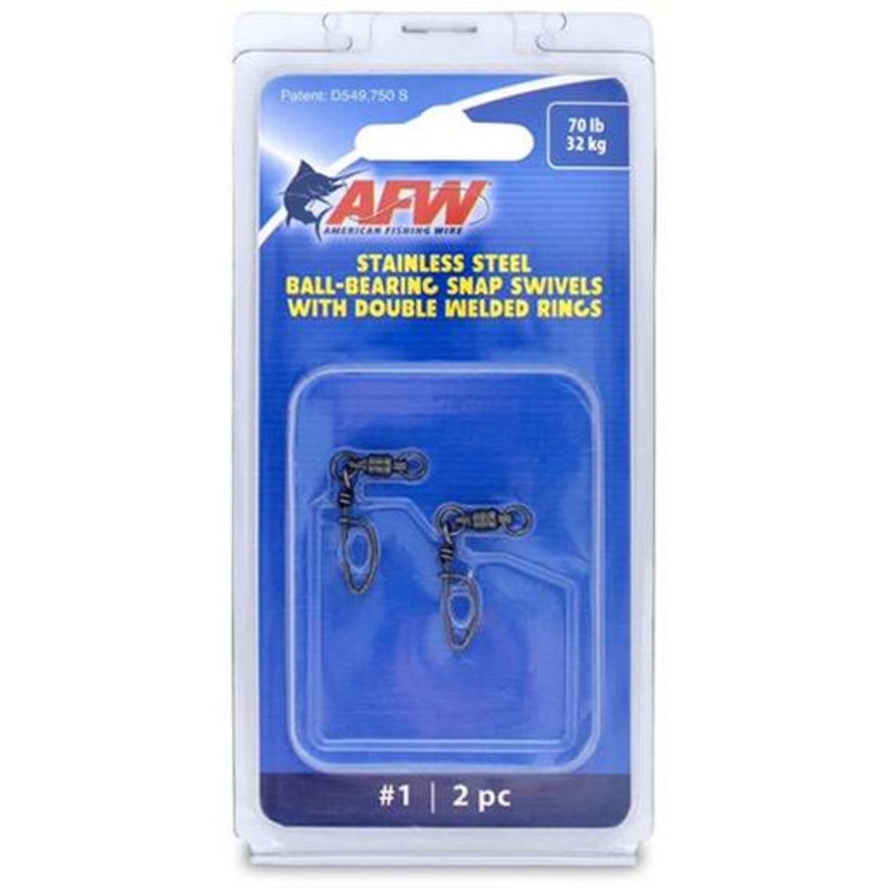 AFW FTV070B-A Size #1 70lb SS Ball Bearing Snap Swivels, 2pc