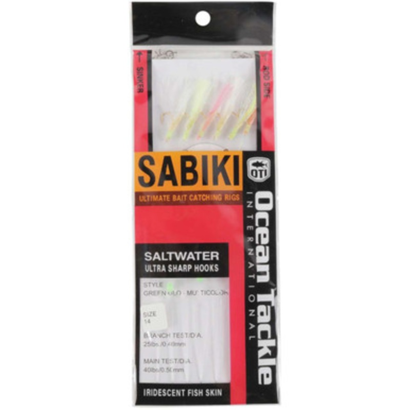 Ocean Tackle OTI-5201-G14 Sabiki Rigs – Green Glo Multicolor – 14