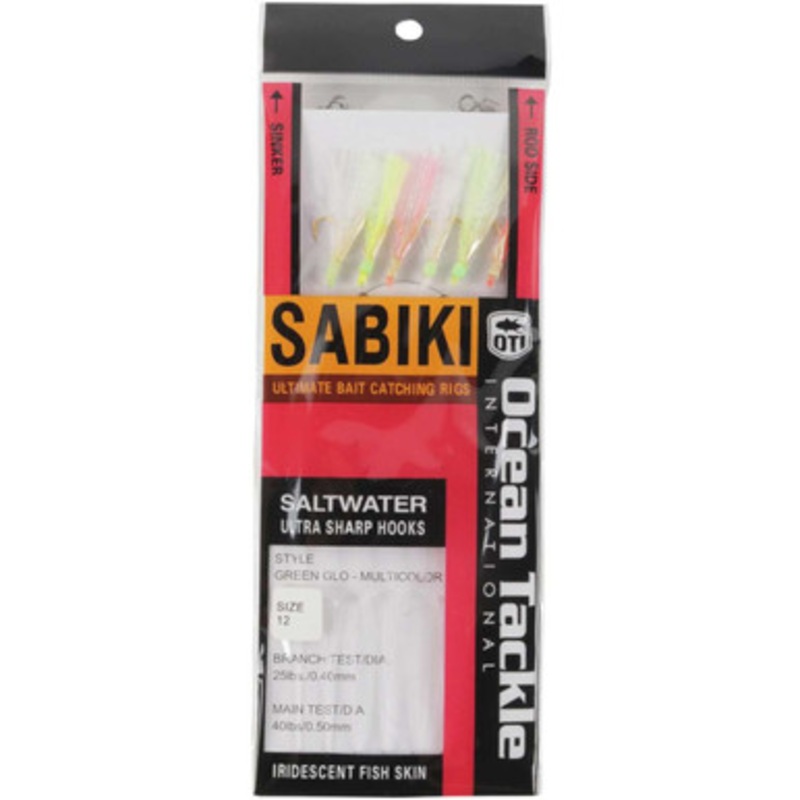 Ocean Tackle OTI-5201-G12 Sabiki Rigs – Green Glo Multicolor – 12