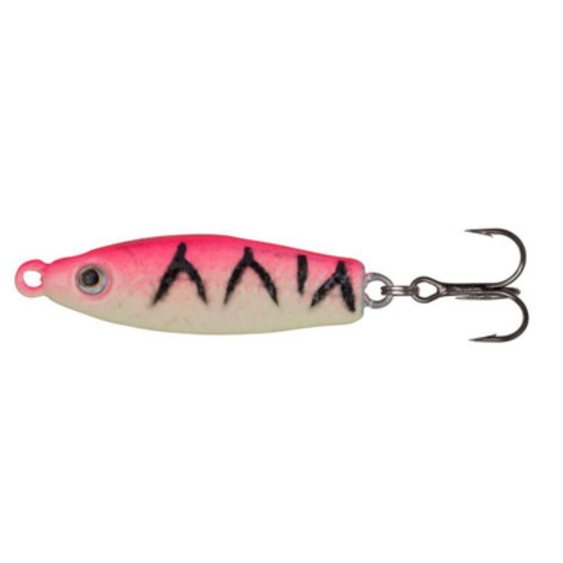 Johnson Rattlin Scout Spoon Ice – 1-3/16in – Pink Glow Tiger