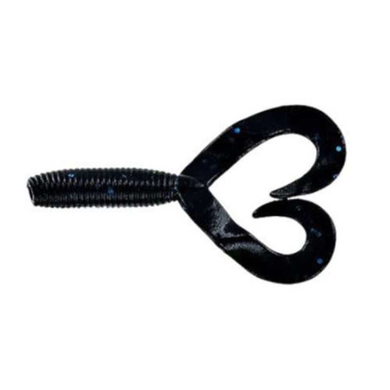 Yamamoto Double Tail Grub – 4in – Black w/Large Blue Flake