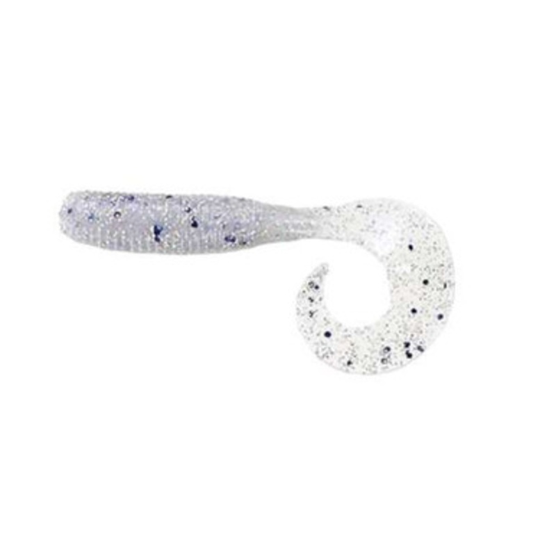 Yamamoto Single Tail Grub – 4in – Blue Pearl w/Large Black & Hologram Flake