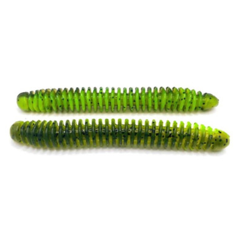 Lake Fork Trophy Lures Ring Fry Worm – 3.75in Wat. Chartreuse Pepper
