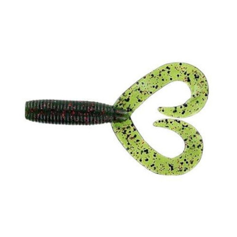 Yamamoto Double Tail Grub – 4in – Watermelon w/Black & Red Flake