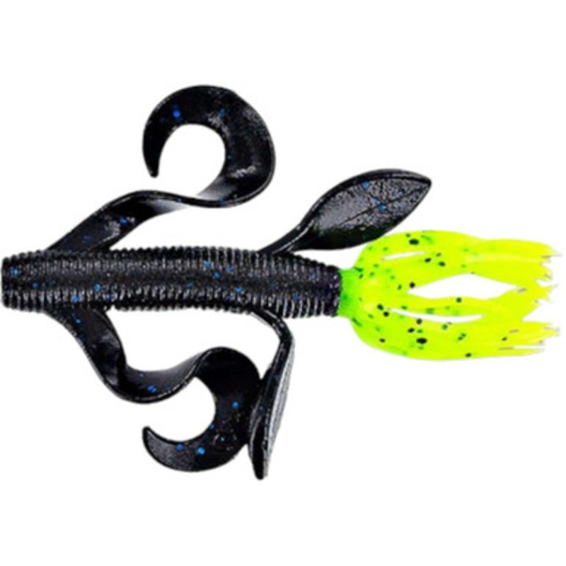Yamamoto Kreature Bait – 4in – Black w/Blue Flake Body/156 Tail