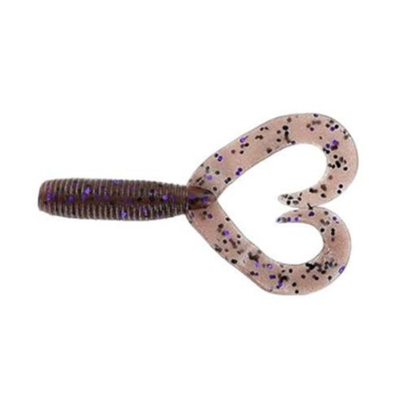 Yamamoto Double Tail Grub – 4in – Cinnamon w/Black & Purple Flake