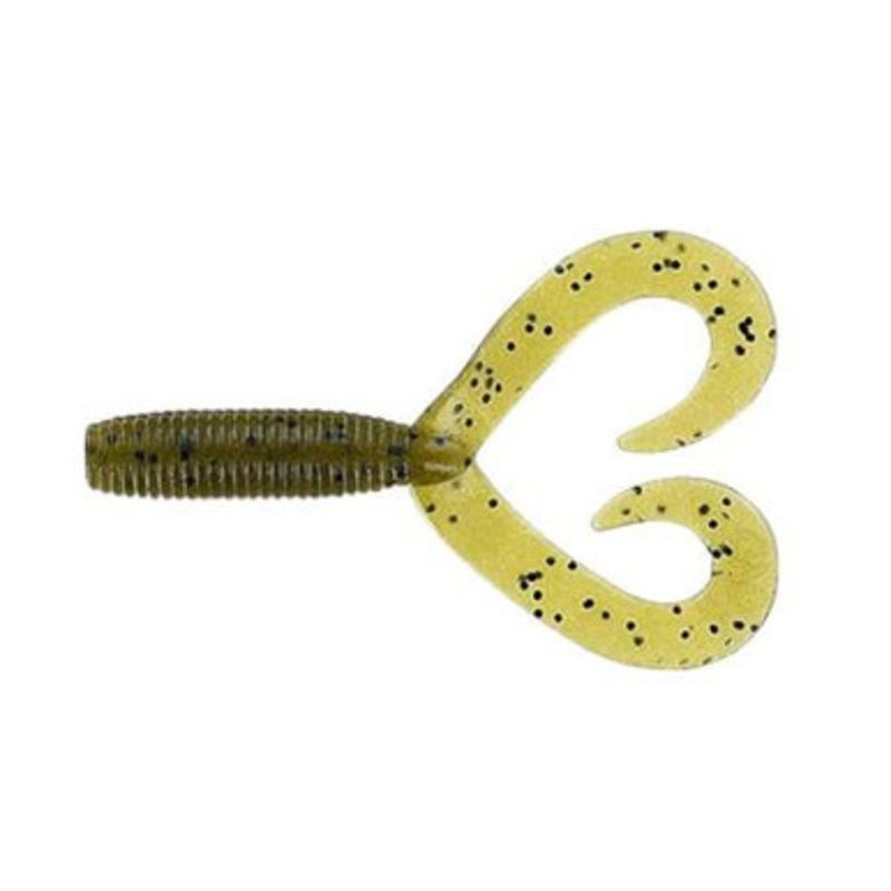 Yamamoto Double Tail Grub – 4in – Green Pumpkin w/Large Black Flake