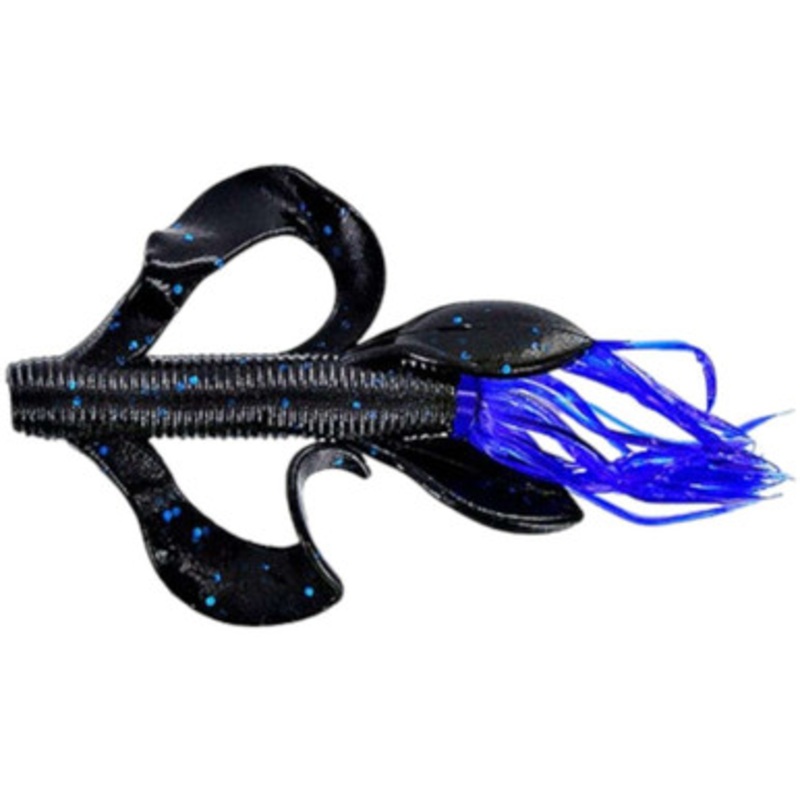 Yamamoto Kreature Bait – 4in – Black w/Blue Flake Body/Clear Blue Tail