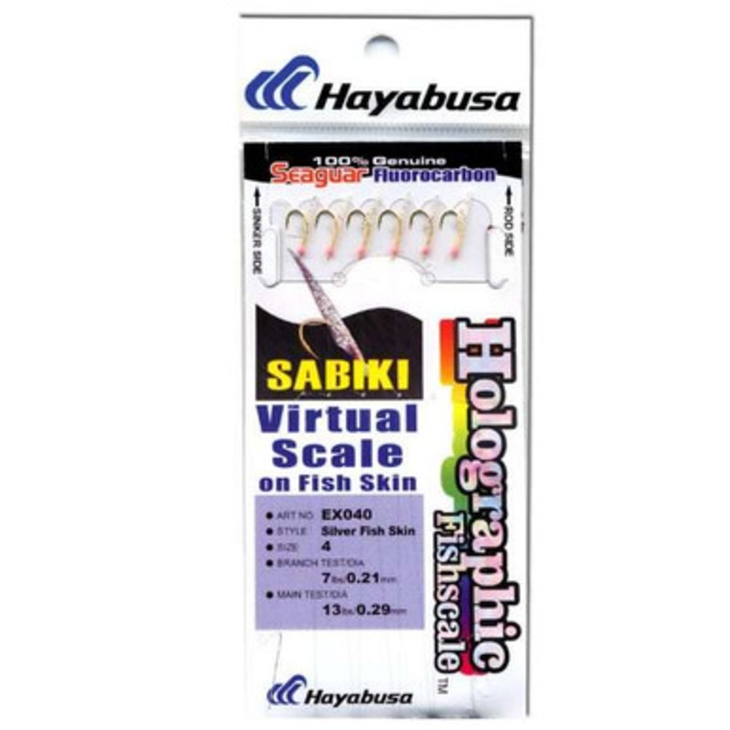 Hayabusa EX040 Sliver Fish Skin/Hologram Finish Sabiki Rig – Size 8 – 6 Hook