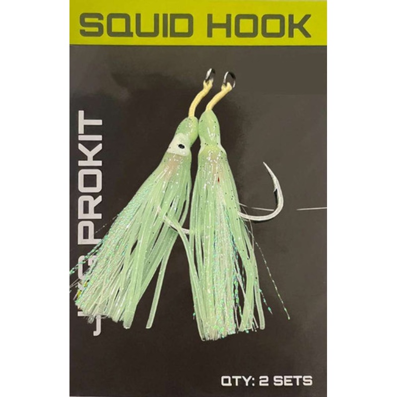 JYG PRO Fishing Single Assist Squid Hooks – 5/0 – Glow