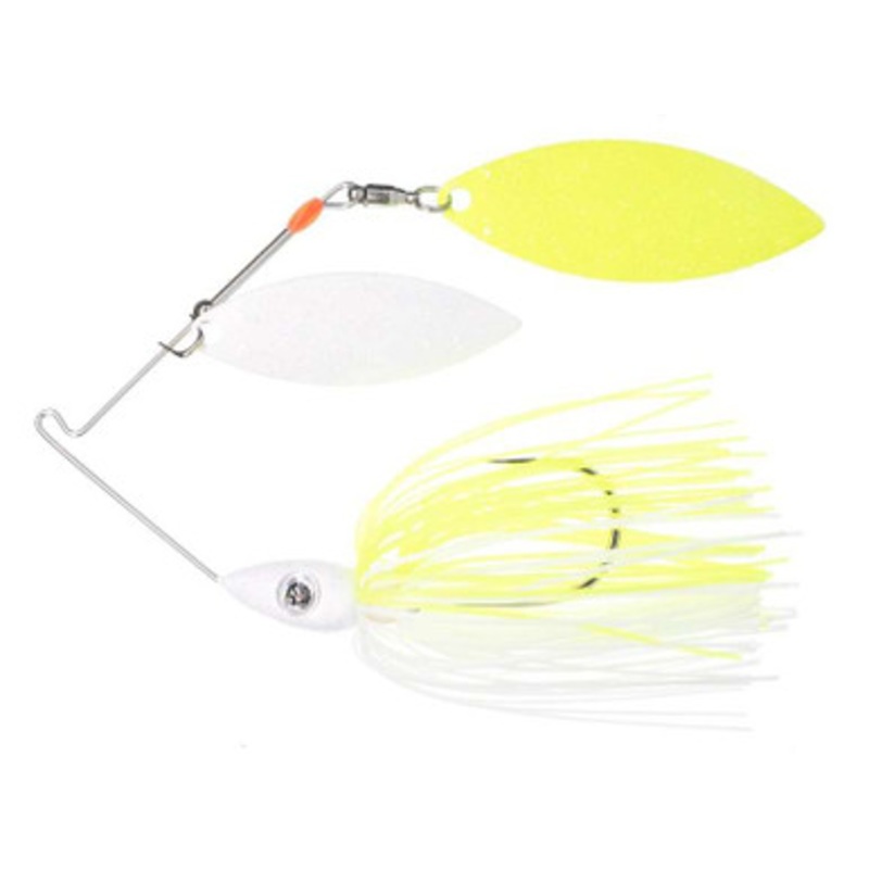 Nichols Lures Pulsator Metal Flake DW Spinnerbait – 1/2oz – White & Chartreuse
