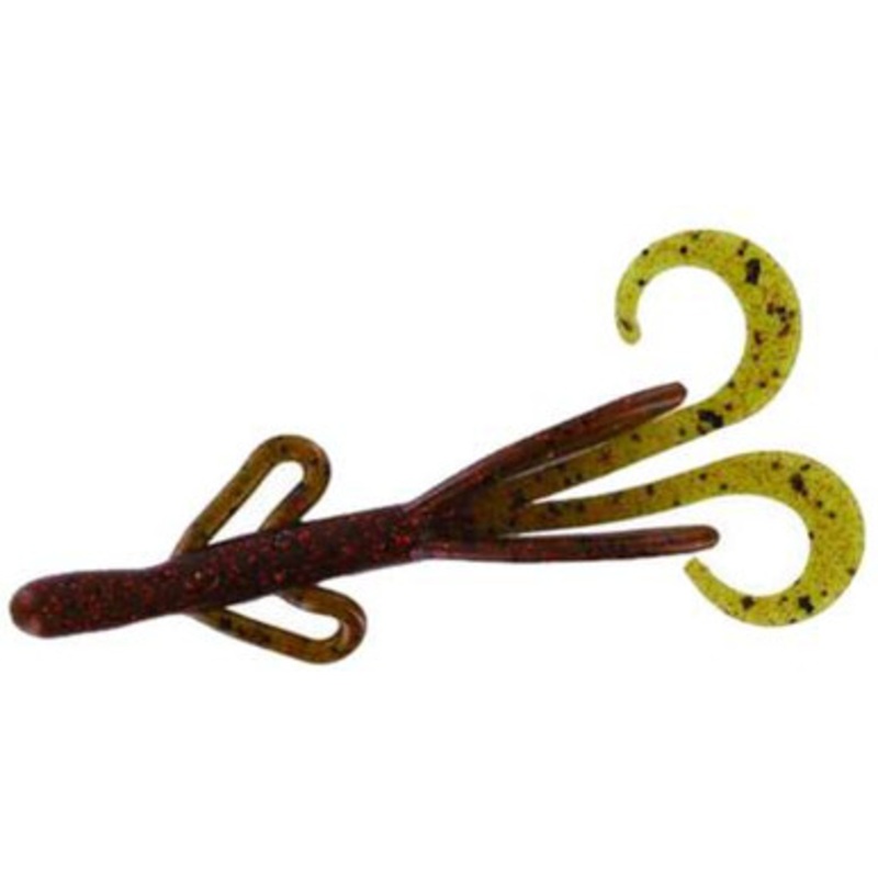Zoom Baby Brush Hog Bait – 4in – Green Pumpkin Orange Glitter
