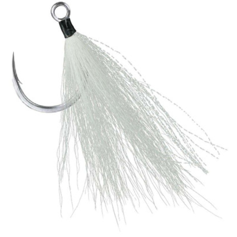 BKK Lone Diablo Bucktail Inline Single Hooks – White – 7/0 2pk