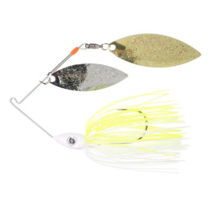 Nichols Lures Pulsator Metal Flake DW Spinnerbait – 3/8oz – Chartreuse & White Nickel Gold