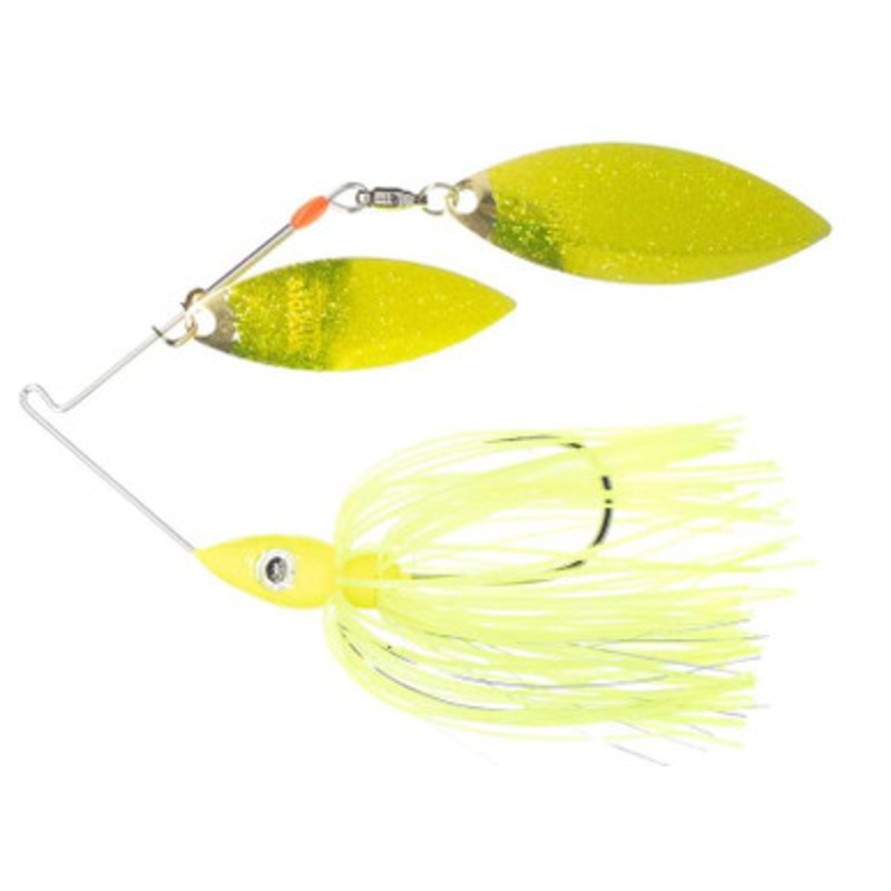 Nichols Lures Pulsator Metal Flake DW Spinnerbait – 3/8oz – Transparent Chartreuse
