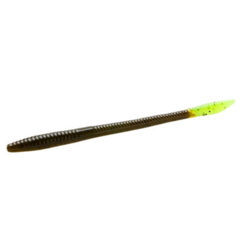 Zoom Trick Worm – 6-1/4in – Green Pumpkin Chartreuse