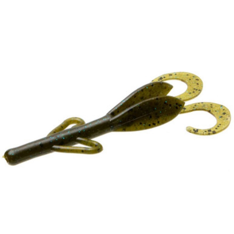 Zoom Baby Brush Hog Bait – 4in – Green Pumpkin Blue