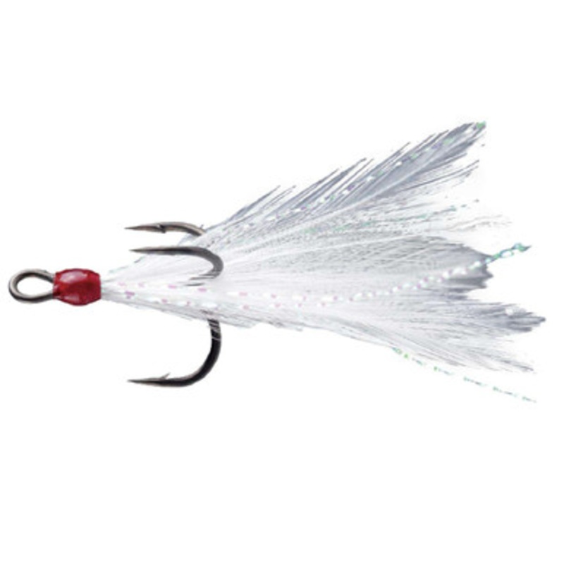 BKK Feathered Spear-21 SS Treble Hooks – White – #2