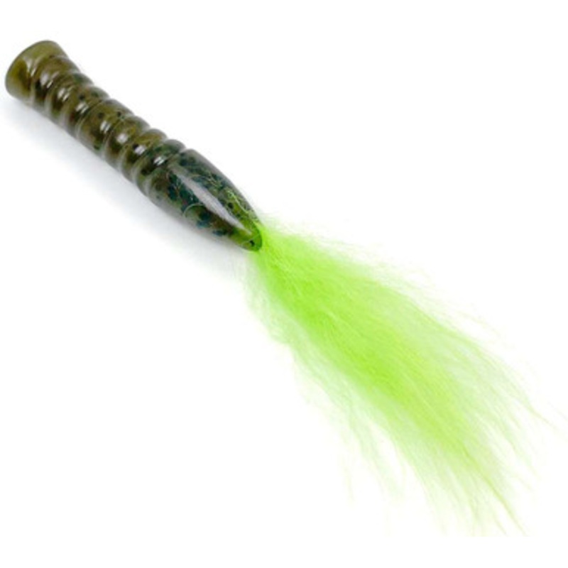Rabid Baits Fox Tail Ned Rig Bait – 3in – Green Pumpkin Chartreuse