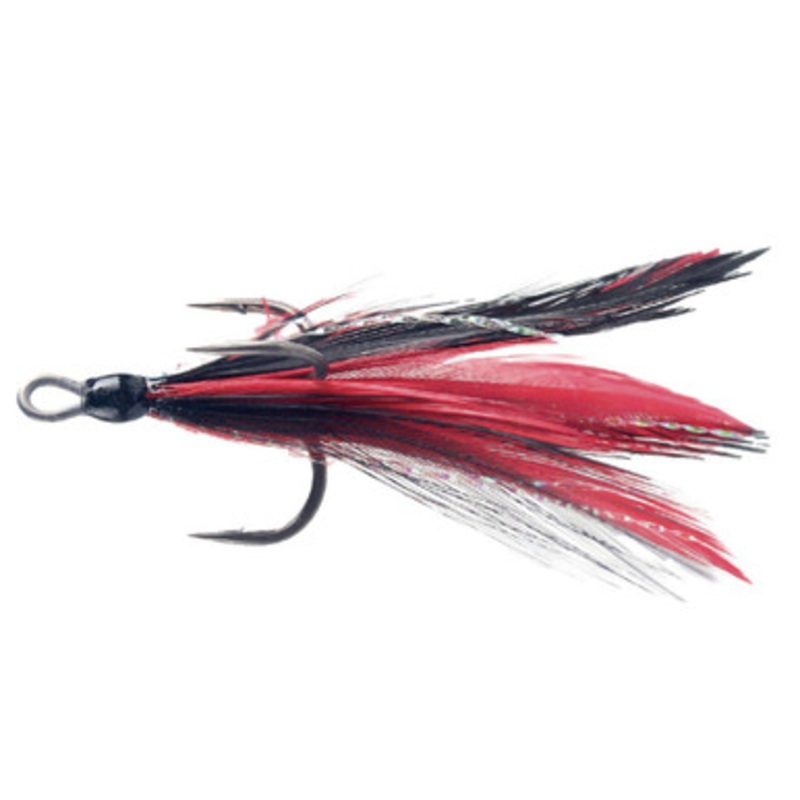 BKK Feathered Spear-21 SS Treble Hooks – Black/Red – #8